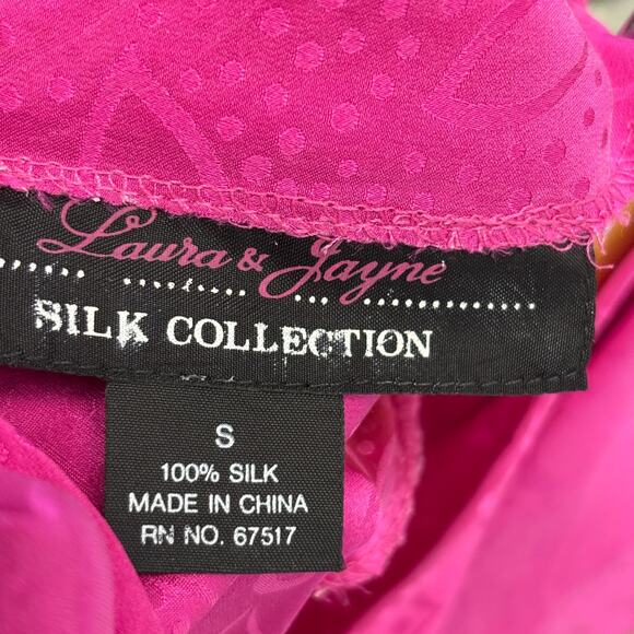 Laura & Jayne Silk Collection Womens Jacquard Corpcore Career Silk Top Size S - Picture 3 of 7
